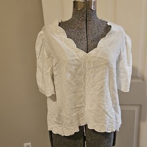 Joie Eyelet Linen Top